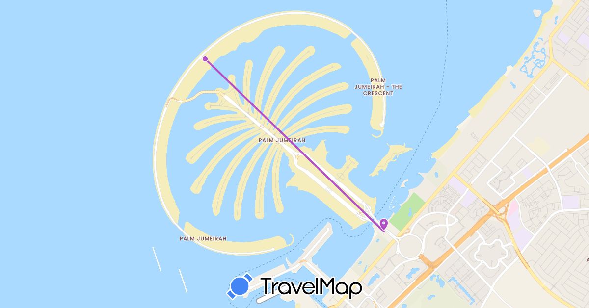 TravelMap itinerary: driving, train in United Arab Emirates (Asia)